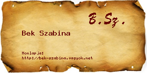 Bek Szabina névjegykártya